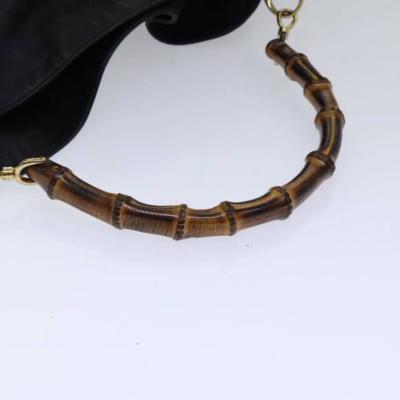 GUCCI Bamboo Hand Bag Leather 2way Black Auth th5241 - Picture 7 of 16